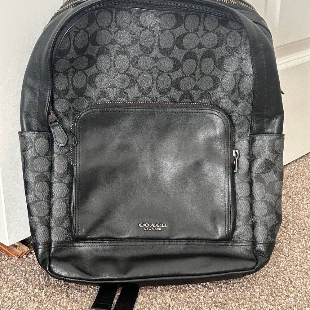 MENS COACH BLACK Graham BACKPACK in signature canvas